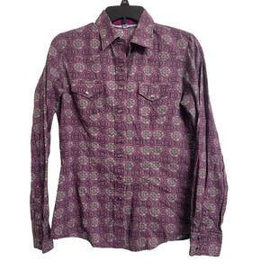 Cinch Purple Geometric Medallion Pearl Snap Western Shirt Medium